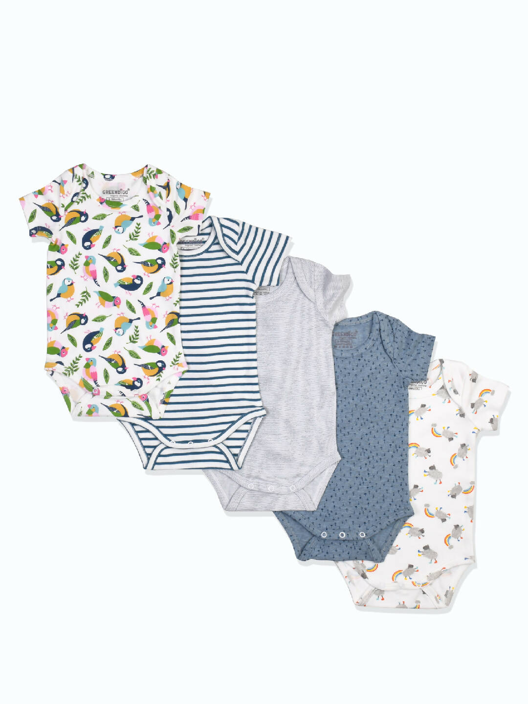 Greendigo Organic Cotton Baby Unisex Envelope Neck Bodysuit for new born baby boys and baby girls (0-3 months)