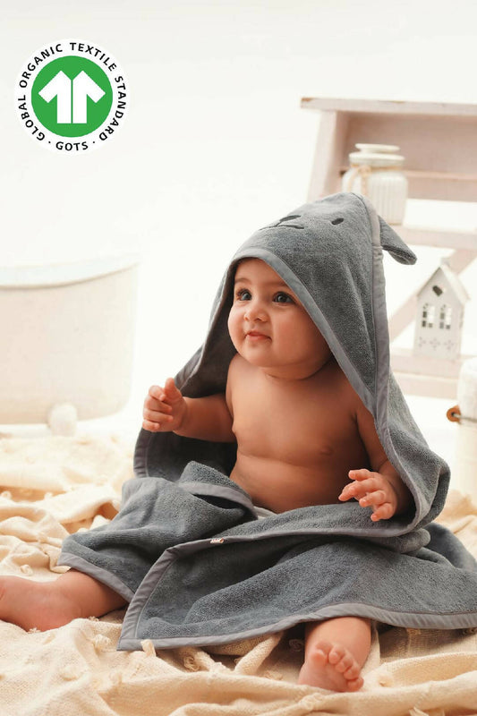 Greendigo Organic Cotton Unisex Hooded Baby Bath Towel for baby boys and baby girls-6