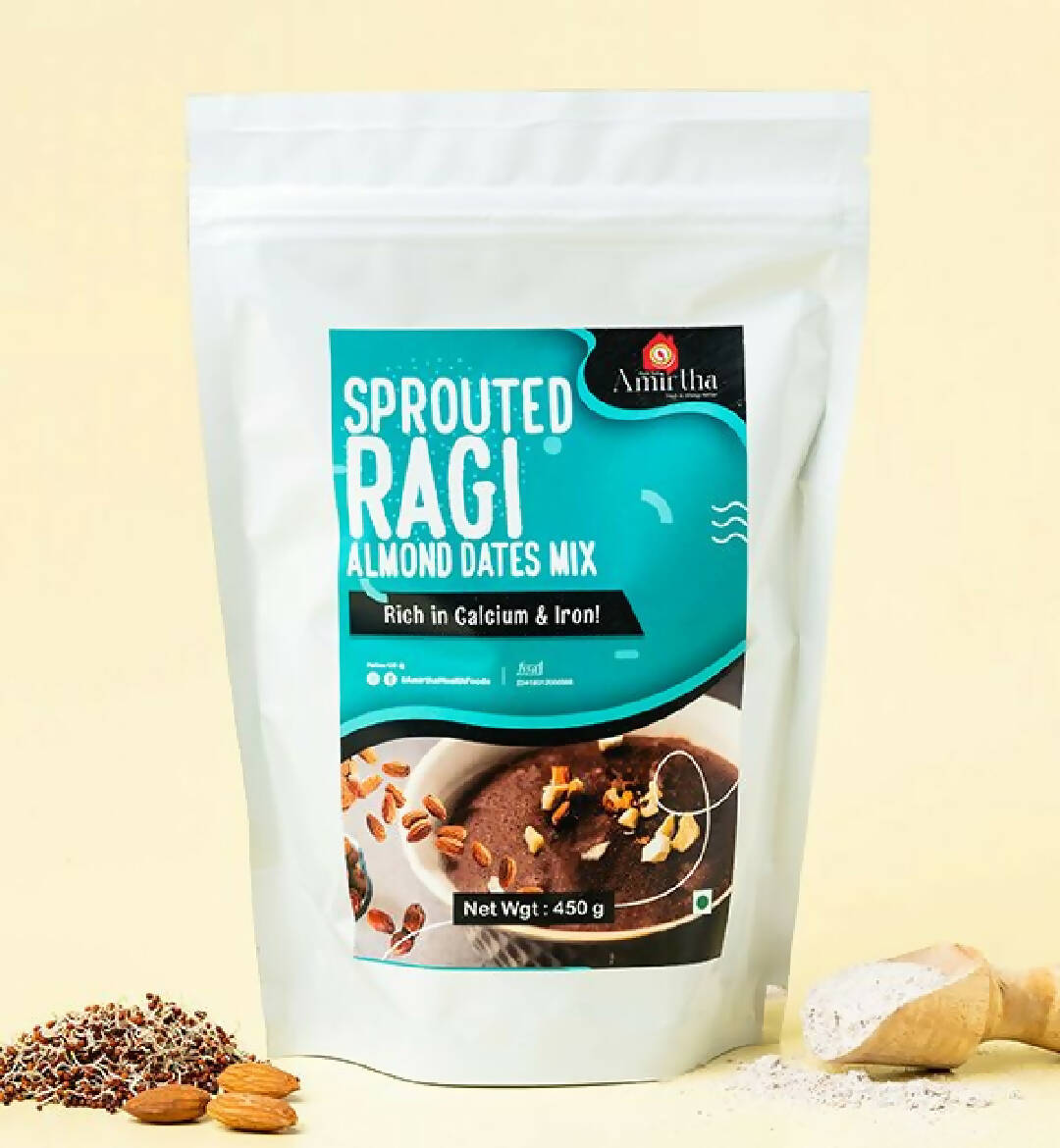 Sprouted Ragi Almond Dates Mix
