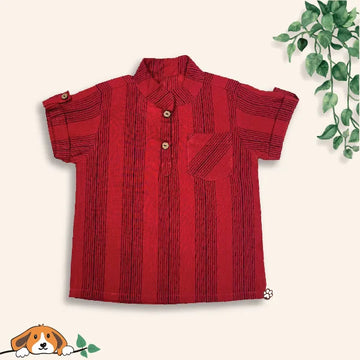 Red Striped Kurta Shirt for Little Boys