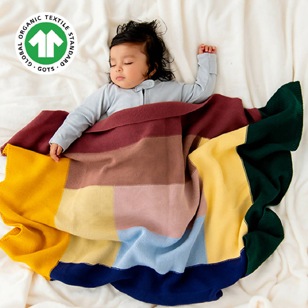 Multicolor Luxury Organic Cotton Blanket for Newborn Baby Boy and Baby Girl