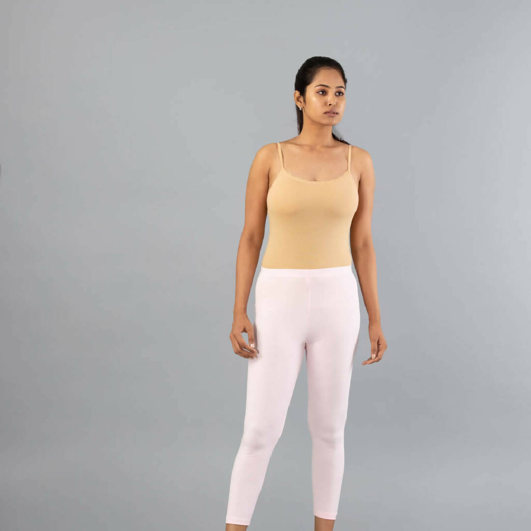 Baby Pink Cotton Ankle Leggings